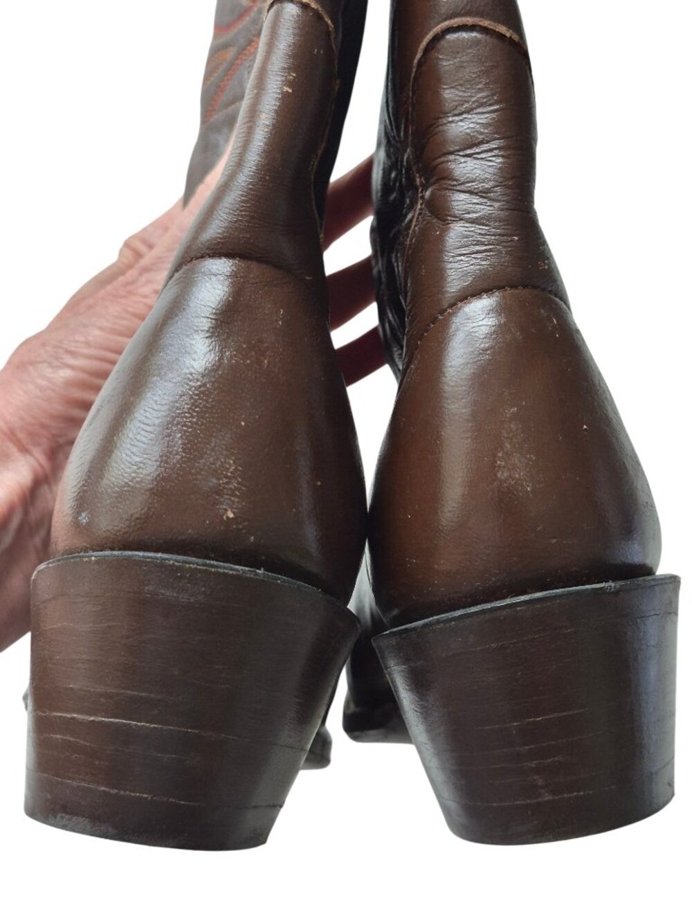 Sanders 16" Tall Western Cowboy Boots Decorative Stitching Handcrafted Men's 9 B - Picture 12 of 16